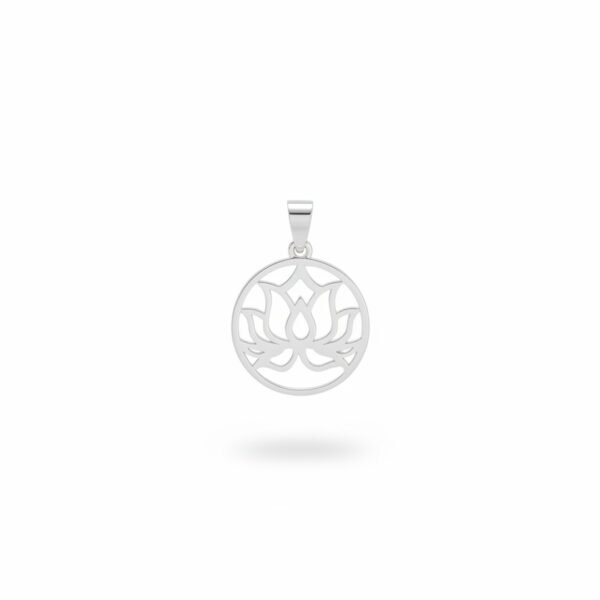 Dije Circular de Plata con Flor de Loto
