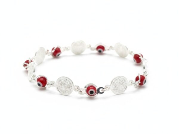 Pulsera de Plata Esotérica, San Benito y Ojo Turco