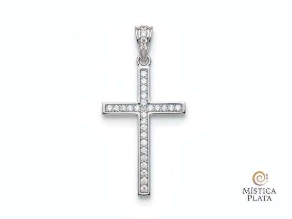 Dije / Colgante Símbolo Religioso Cruz Clásica con Zirconia.