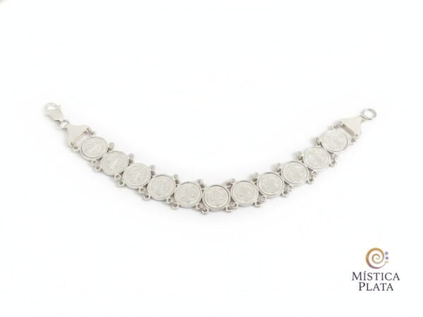 Pulsera de Plata con Medallas Devocionales San Benito