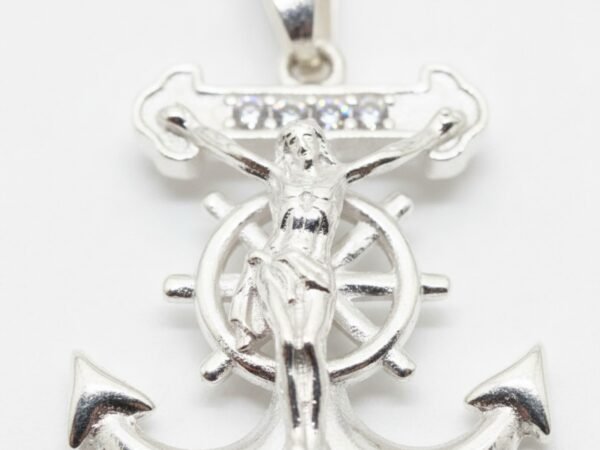 Ancla con Crucifijo y zirconias Pata .925