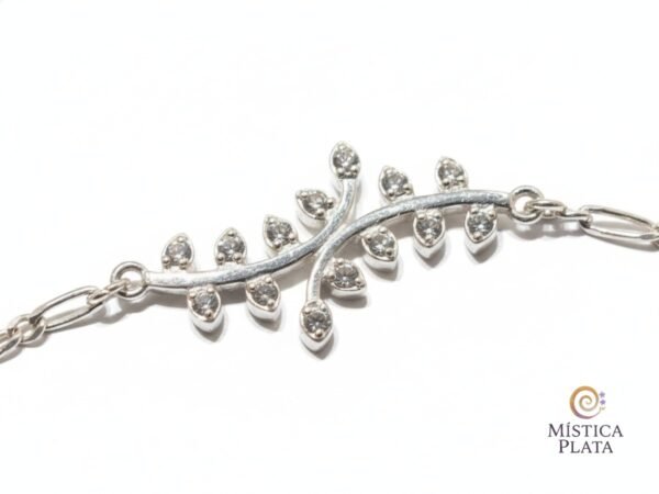 Pulsera Ligera Hoja con Zirconias, plata 925