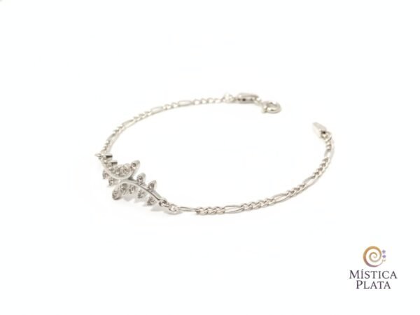 Pulsera Ligera Hoja con Zirconias, plata 925