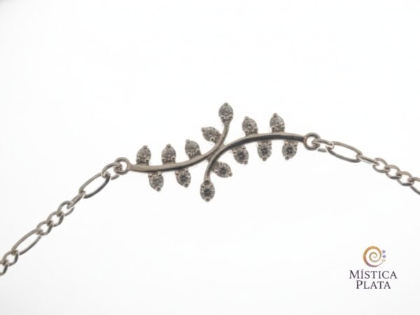 Pulsera Ligera Hoja con Zirconias, plata 925